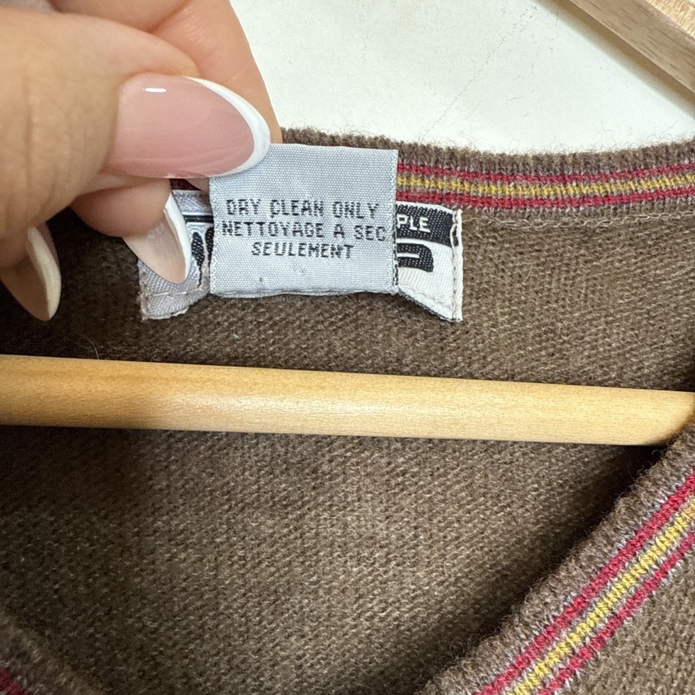 Vintage Y2K Free People Sweater Mens L Chocolate Brown Wool Grunge Cabin Skater - Picture 3 of 4